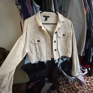 Forever 21 Cream Corduroy Utility Jacket